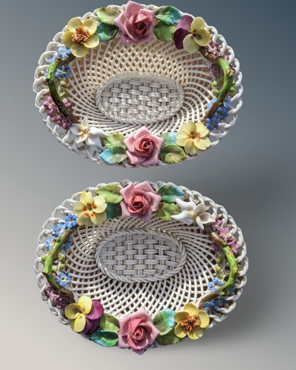 Good Pair of English Porcelain Baskets