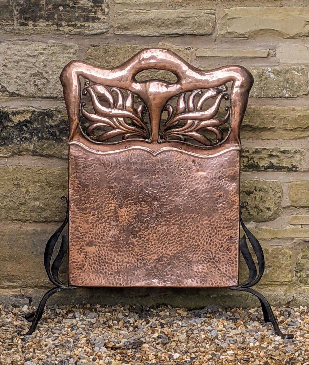 Art Nouveau Copper Fire Screen