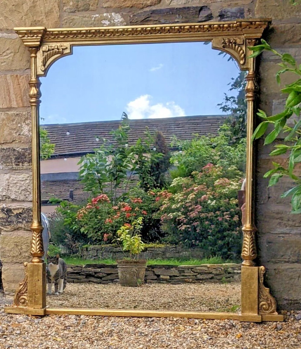 Good Large English Overmantel Gilt Mirror Circa 1870