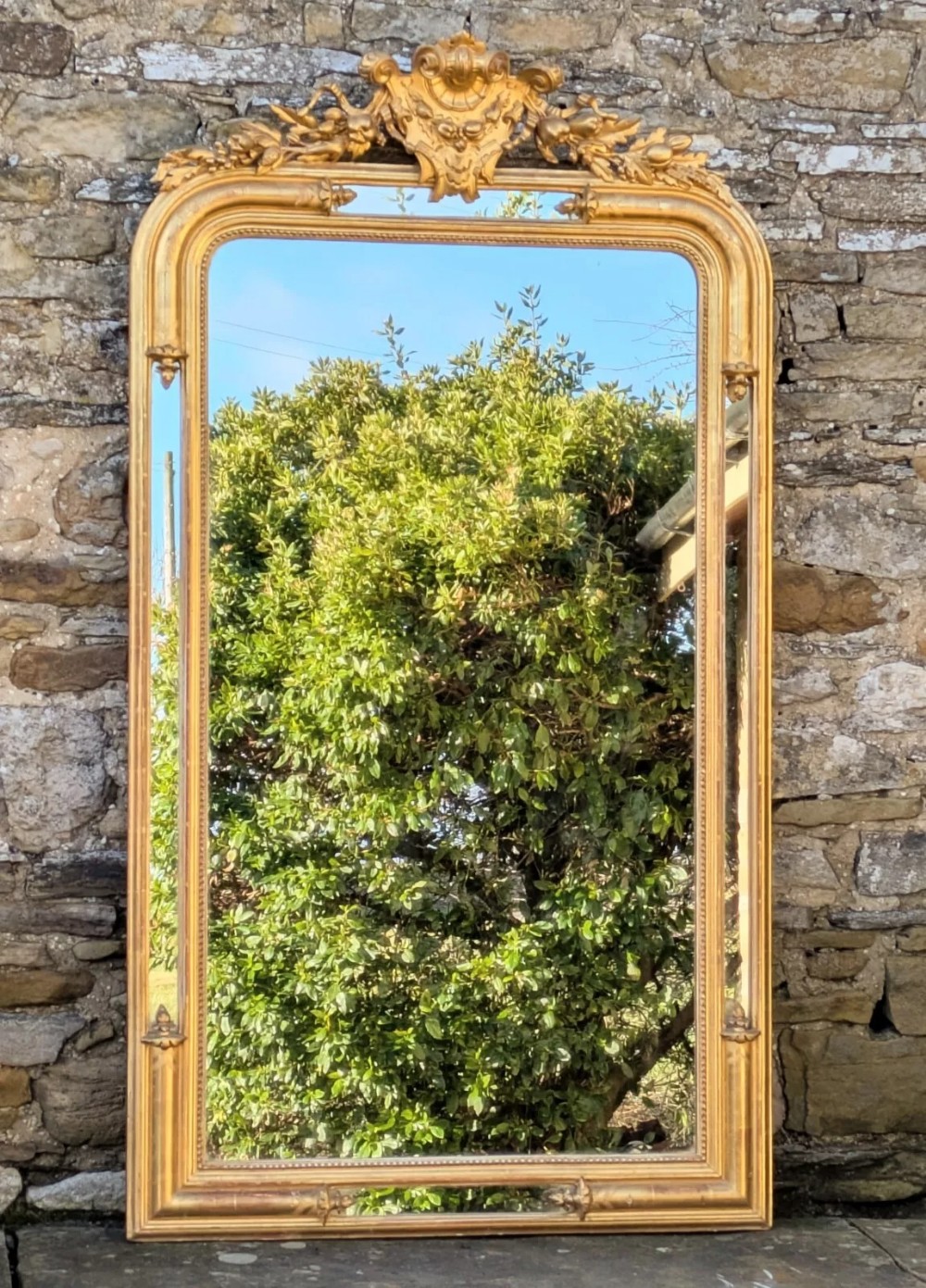 Good Large Arched French Gilt Mirror