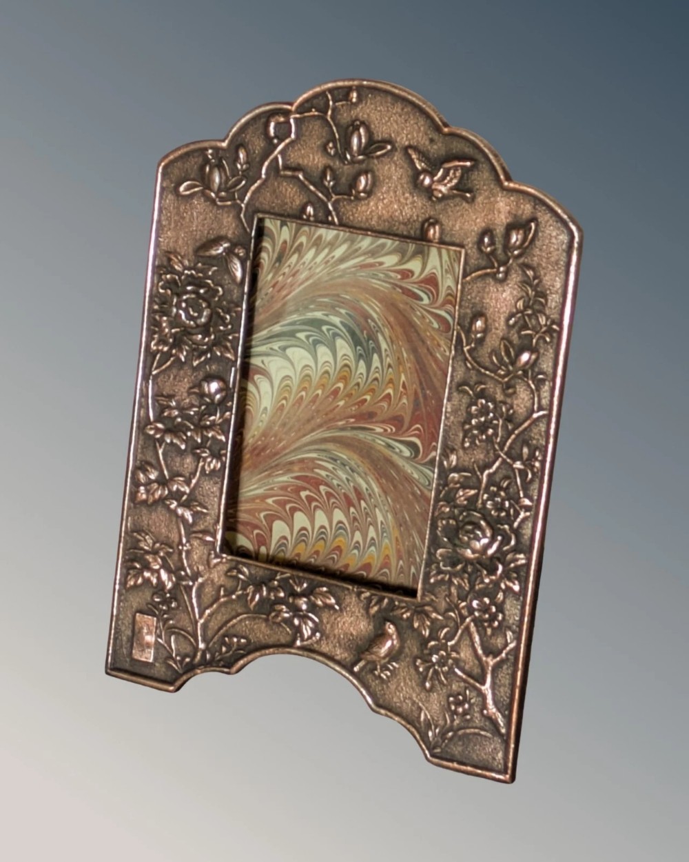 Pretty Art Nouveau Style Bronze Photo Frame Japanese Blossom