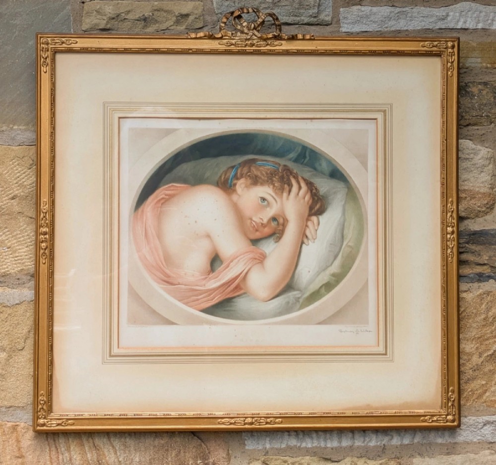 Antique Hand Coloured Engraving Sydney E Wilson After Jean Baptiste Greuze