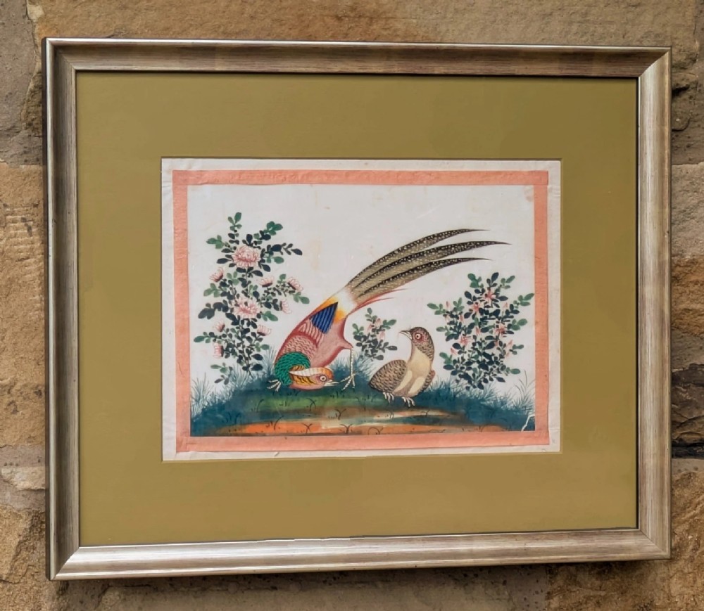 Antique Chinese Watercolour Painting Asiatic Pheasant