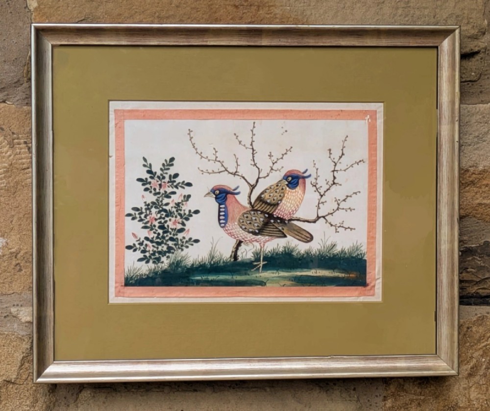 Antique Chinese Watercolour Painting Birds Among Branches