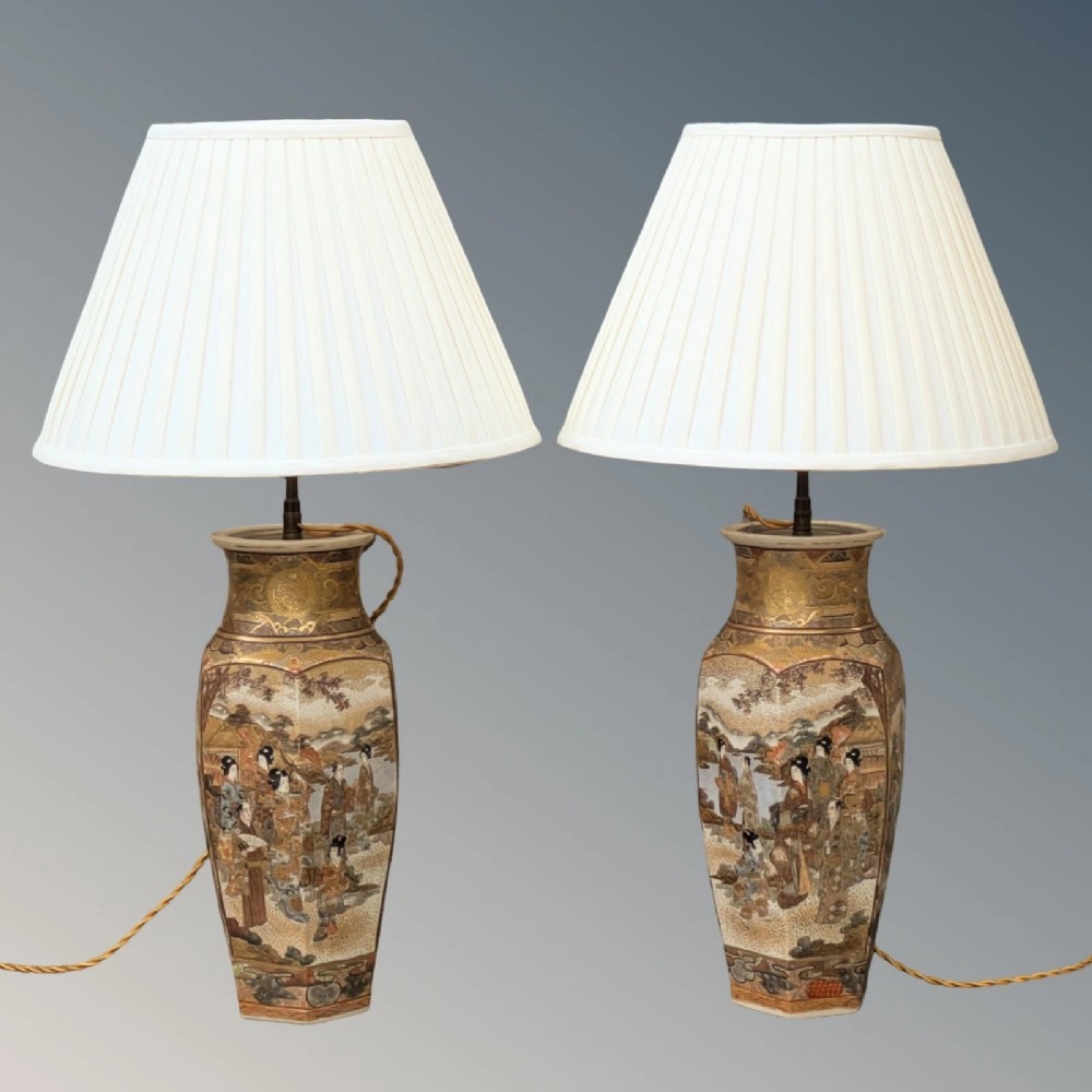 Good Pair of Signed Japanese Satsuma Lamps