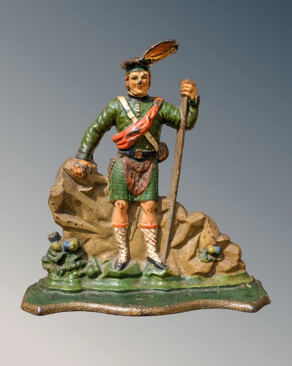 Antique Door Stop Cast Iron Scottish Highlander