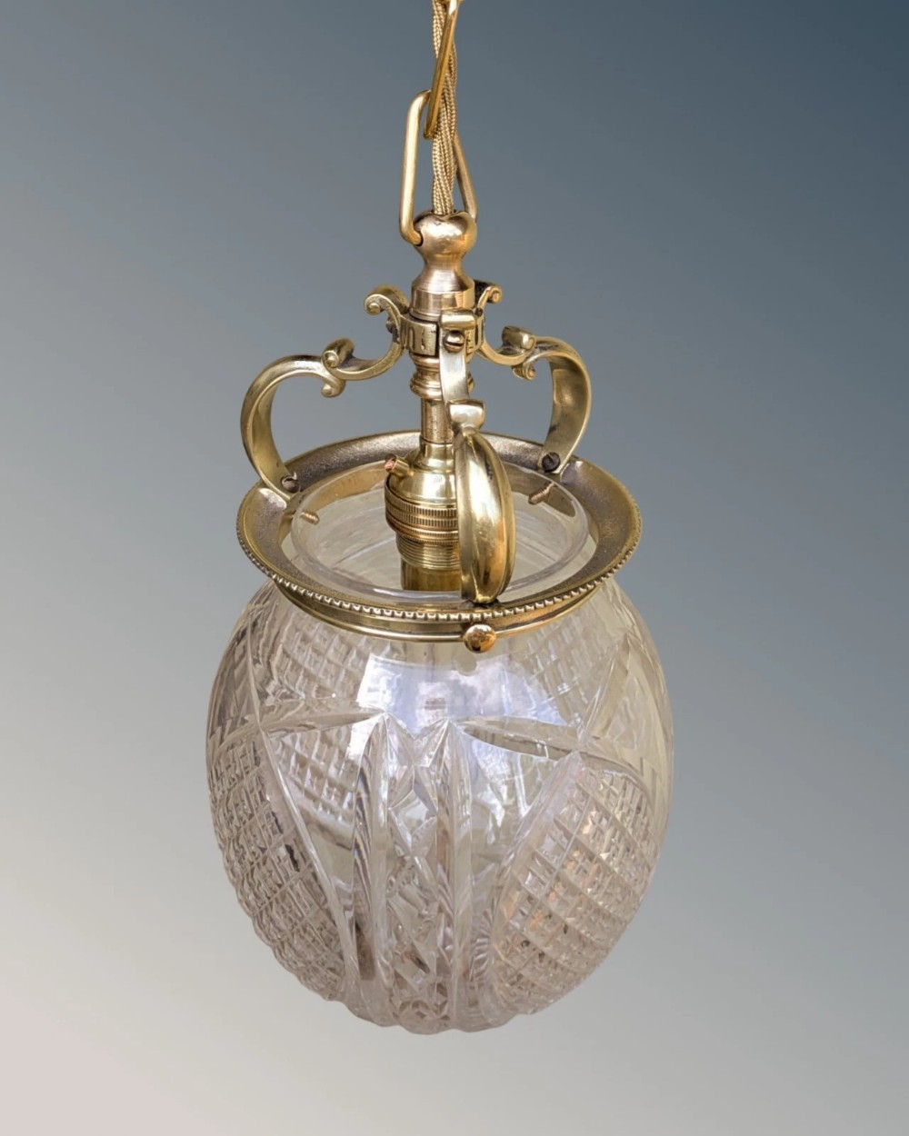 Good Quality Solid Brass and Cut Glass Pendant Light