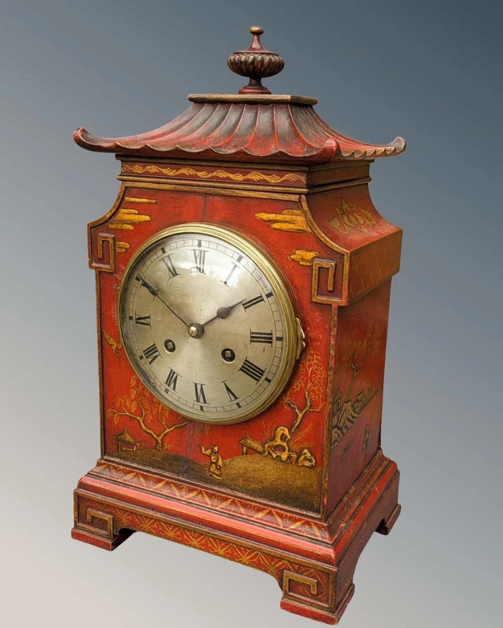 Chinese Chinoiserie Pagoda Style Bracket Clock