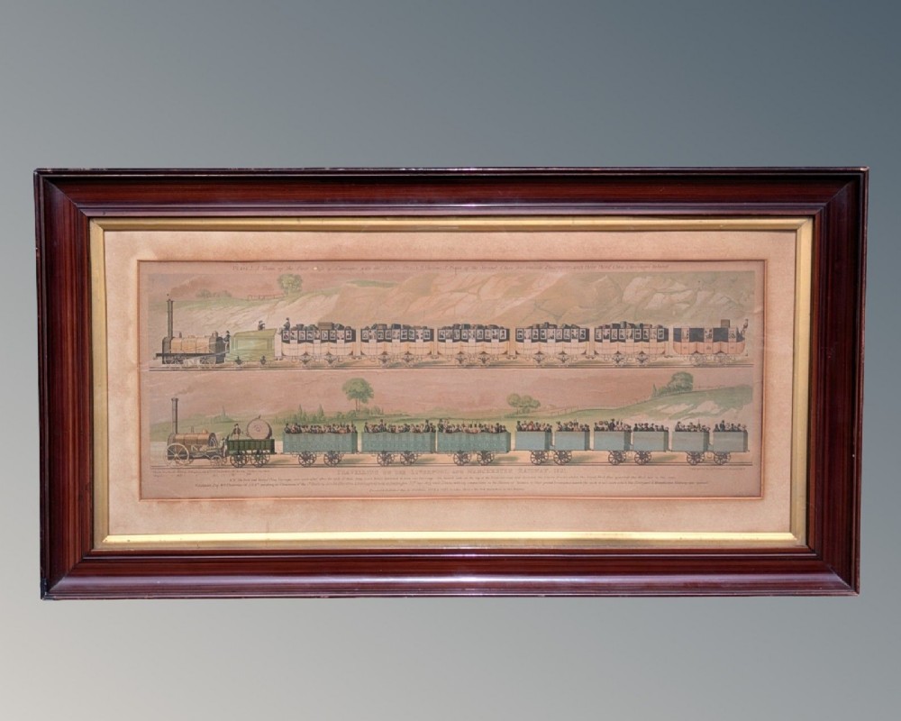 Rare Train Engraving Liverpool & Manchester Railway Stephenson