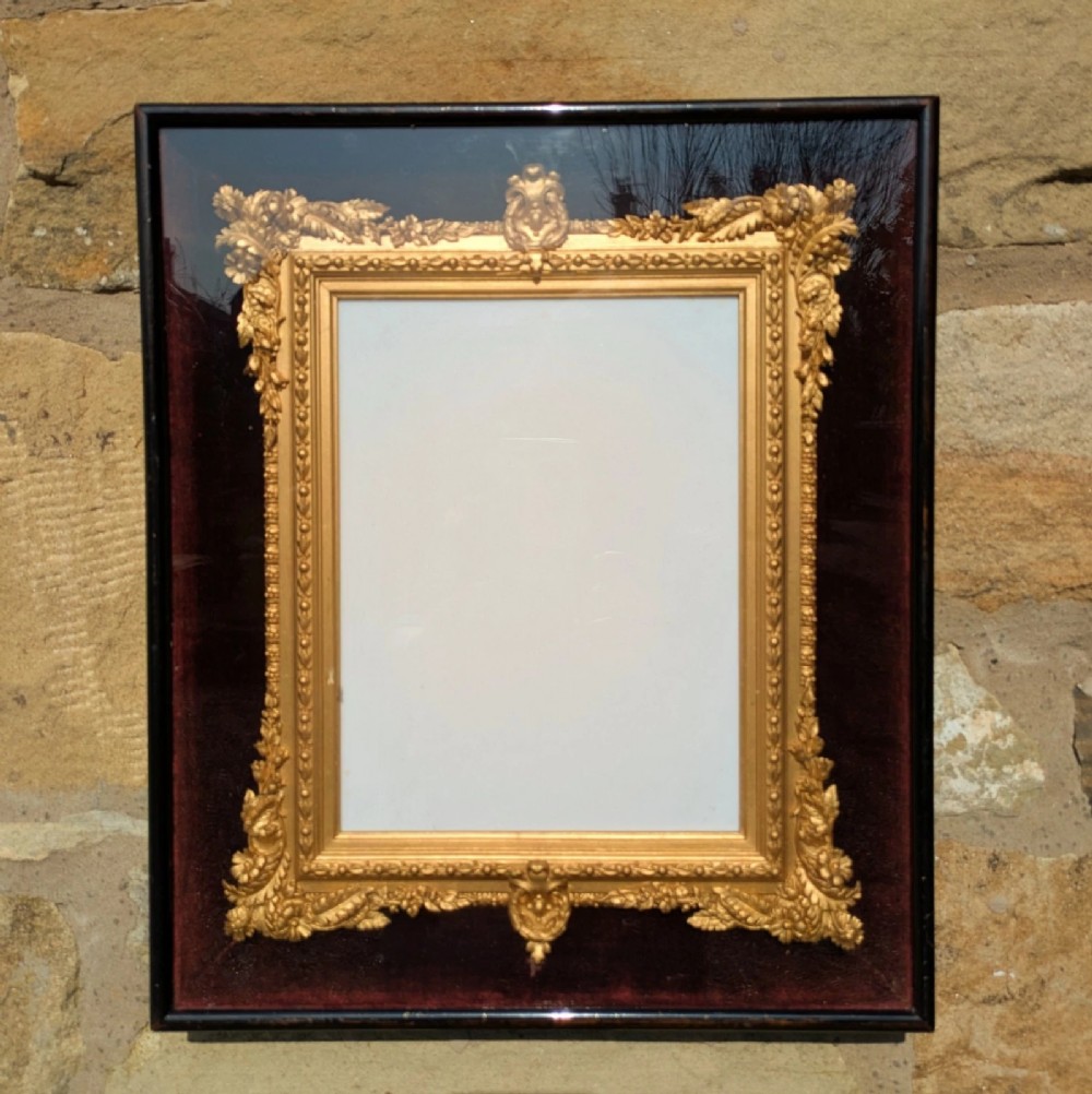 Rare Victorian Gilt Frame Deep Glazed Box Velvet Mount (K)