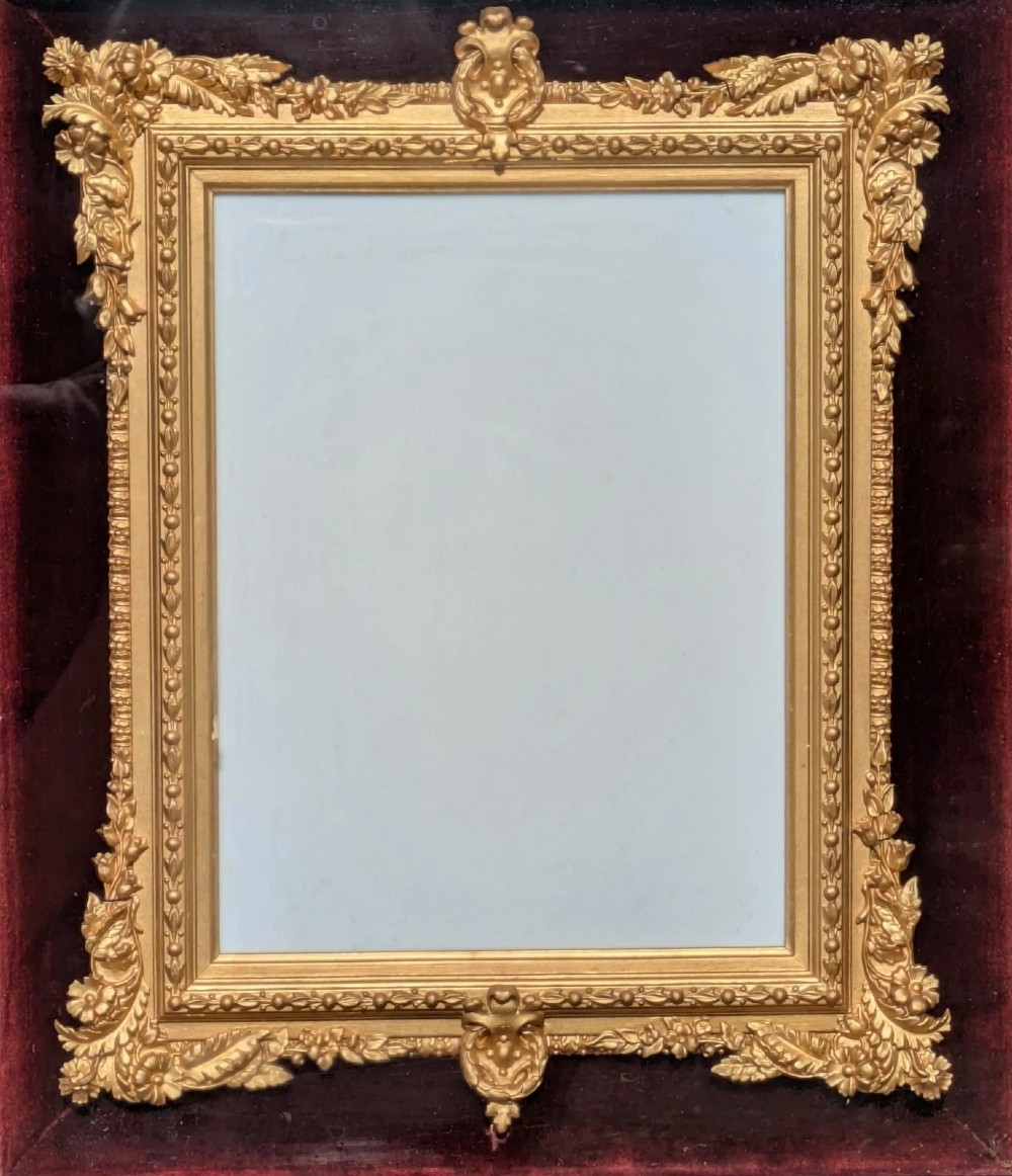 Rare Victorian Gilt Frame Deep Glazed Box Velvet Mount (K) View II