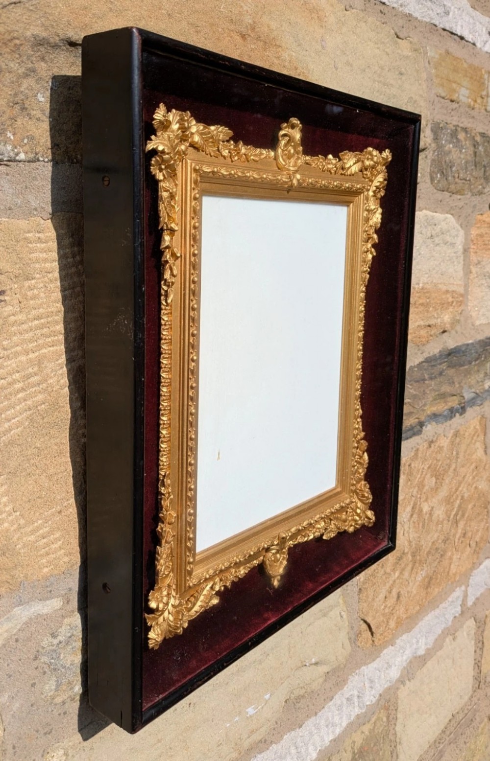 Rare Victorian Gilt Frame Deep Glazed Box Velvet Mount (K) View III