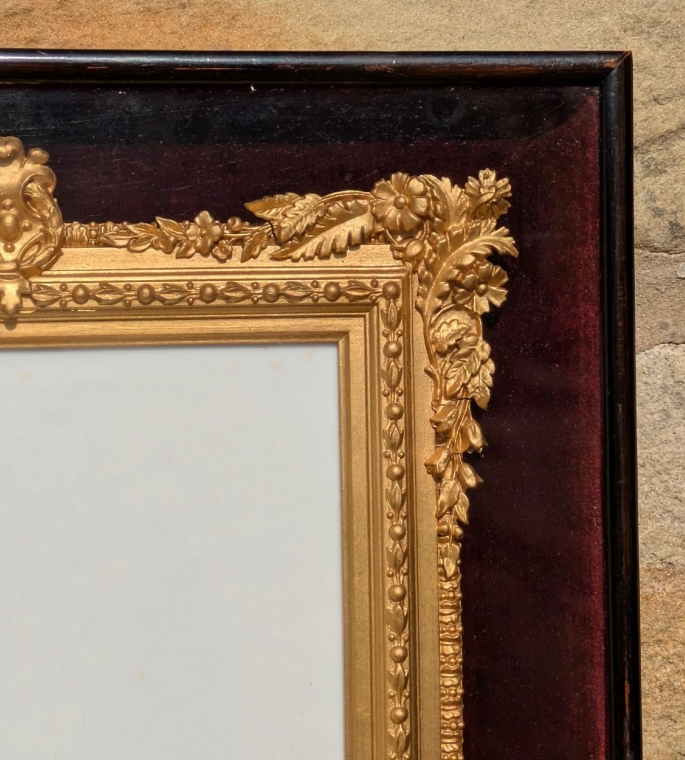 Rare Victorian Gilt Frame Deep Glazed Box Velvet Mount (K) View V