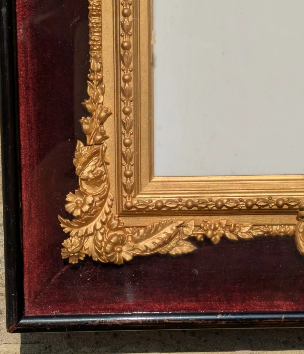 Rare Victorian Gilt Frame Deep Glazed Box Velvet Mount (K) View VI