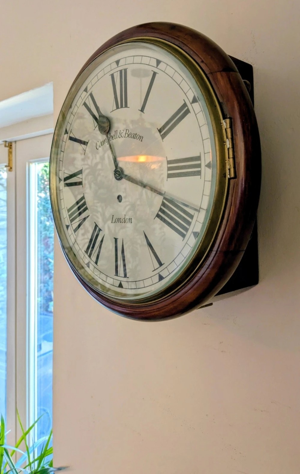 19th Century Mahogany Station Clock London Fusee Movement View II