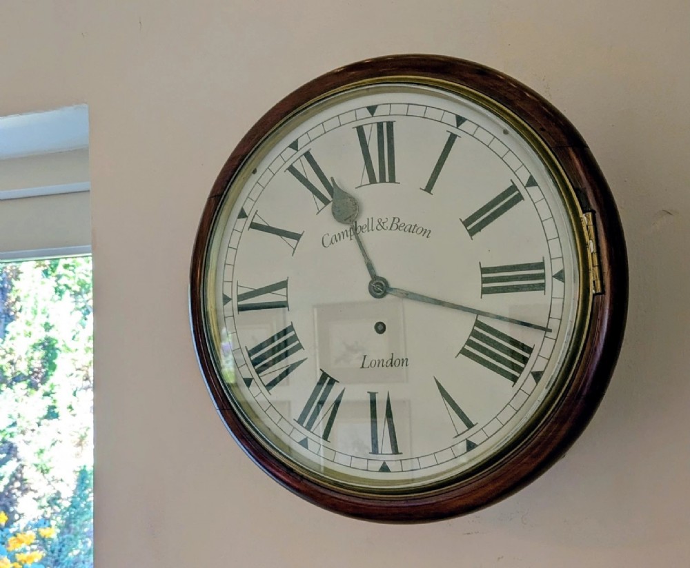 19th Century Mahogany Station Clock London Fusee Movement View III
