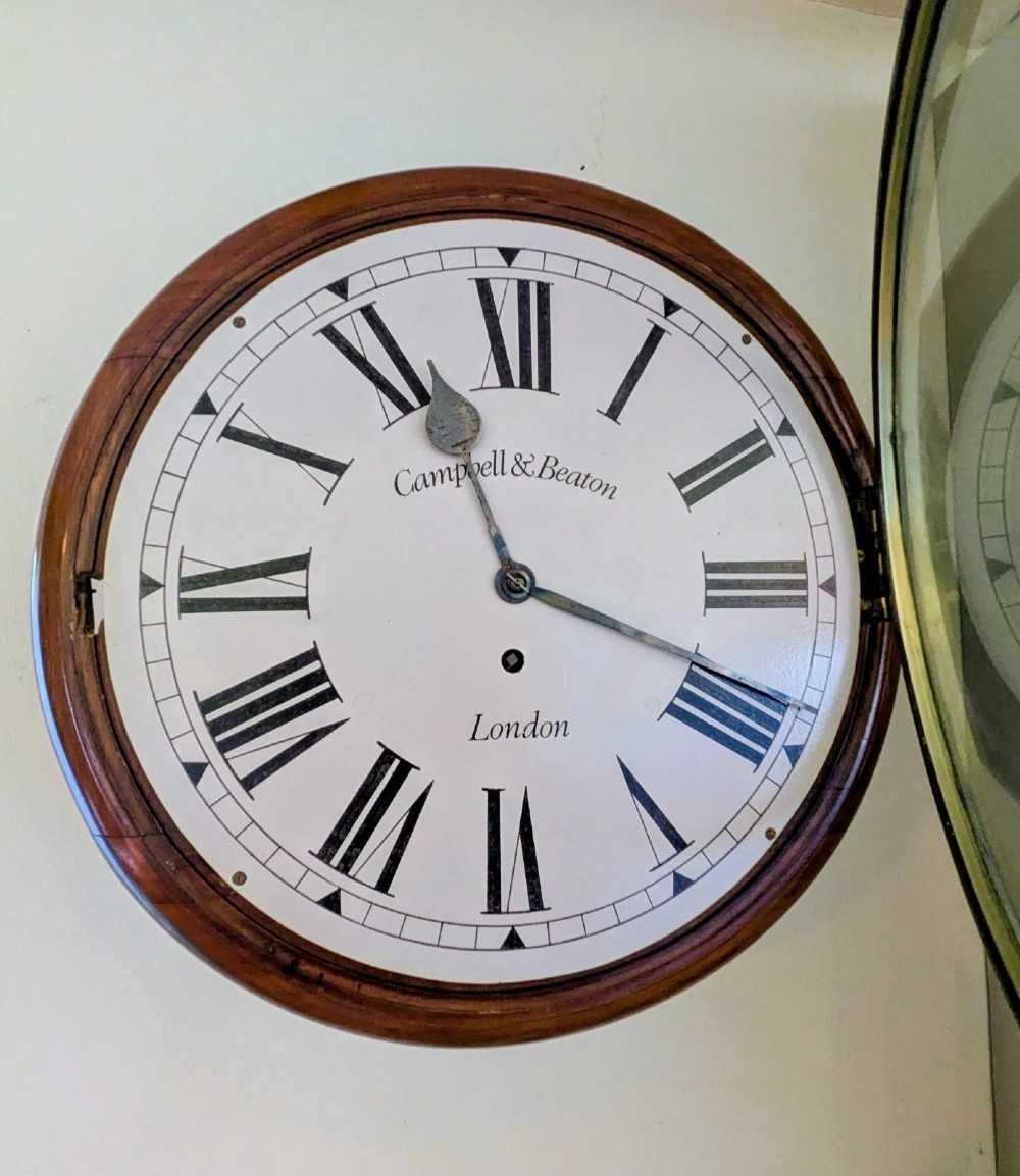 19th Century Mahogany Station Clock London Fusee Movement View IV