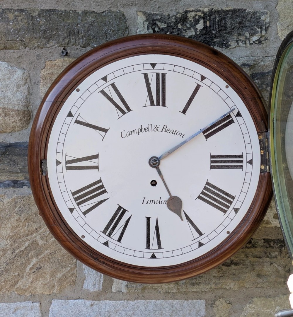19th Century Mahogany Station Clock London Fusee Movement View V