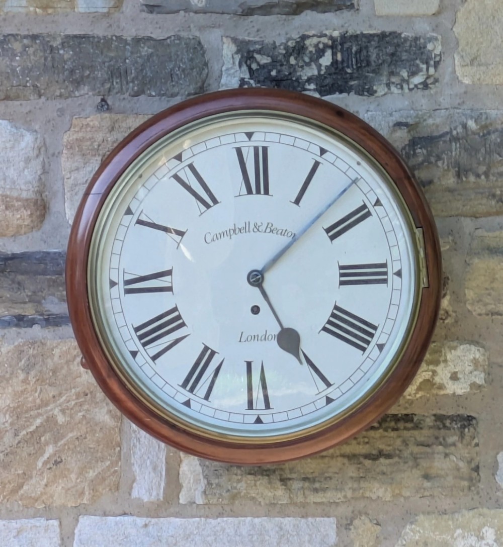 19th Century Mahogany Station Clock London Fusee Movement View VI