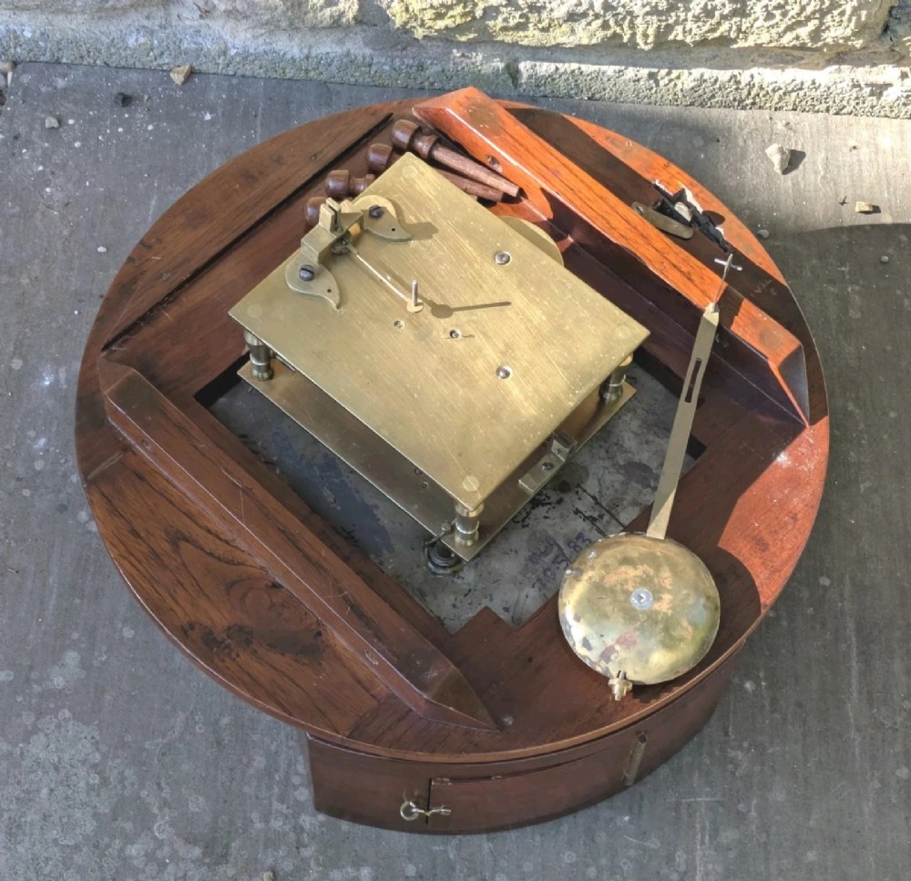 19th Century Mahogany Station Clock London Fusee Movement View VII