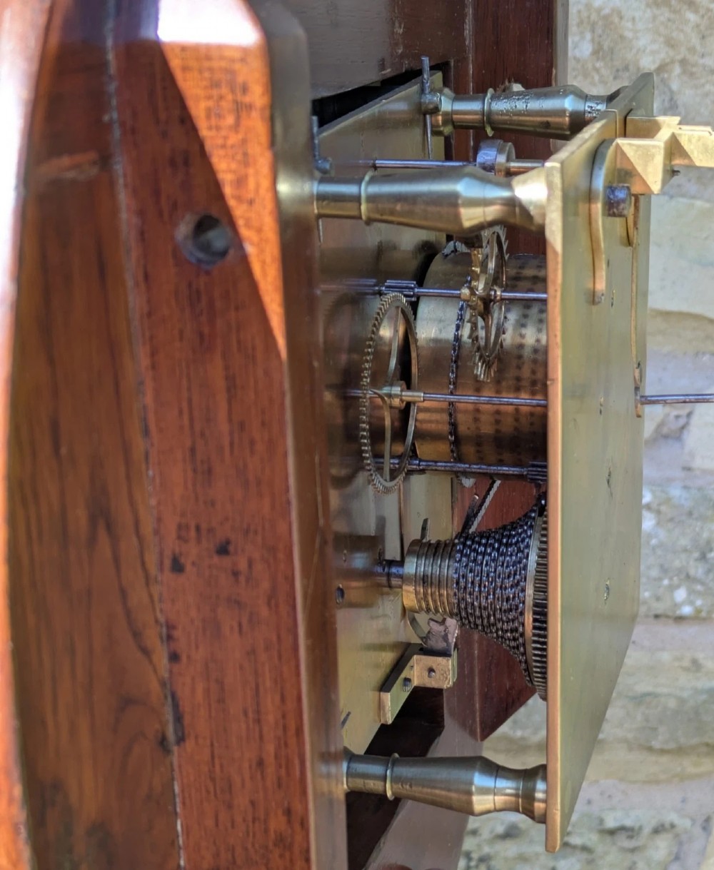 19th Century Mahogany Station Clock London Fusee Movement View VIII