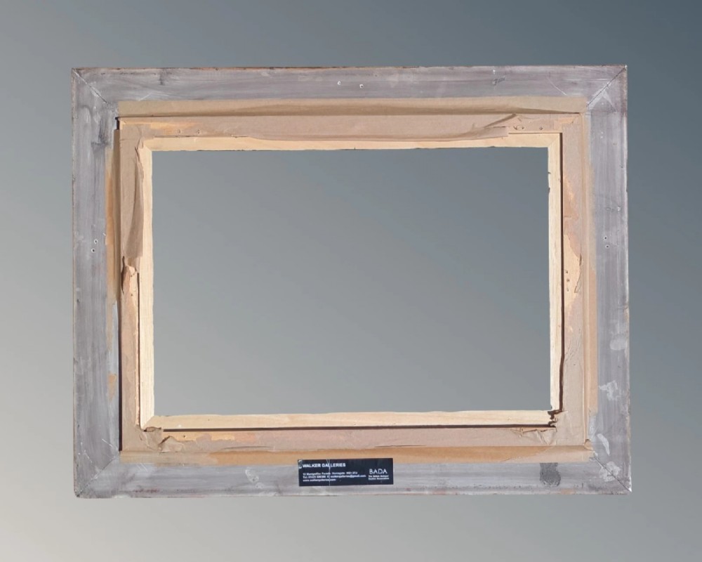 A large rectangular Montparnasse picture frame featuring ornate carved shell and scroll motifs with a cream linen inner slip. View VII