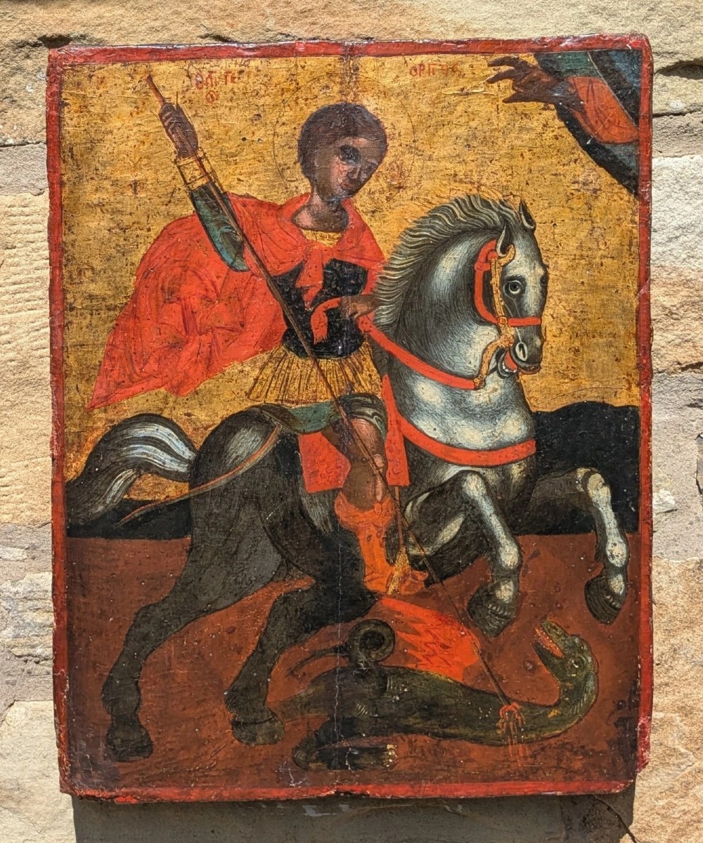 Good 18th Century Icon Saint George & the Dragon