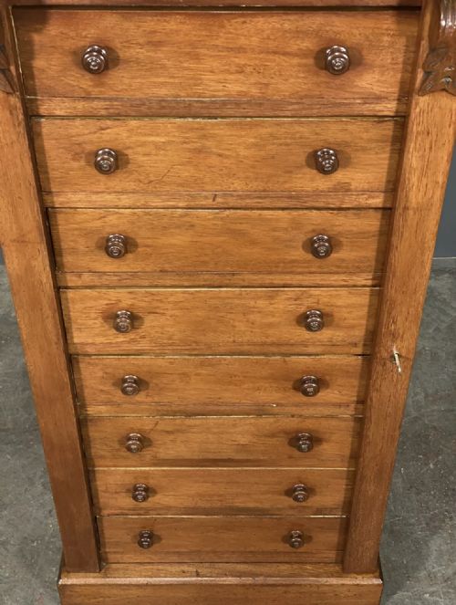 LARGE ANTIQUE MAHOGANY WELLINGTON CHEST - ADDITIONAL PHOTO 6