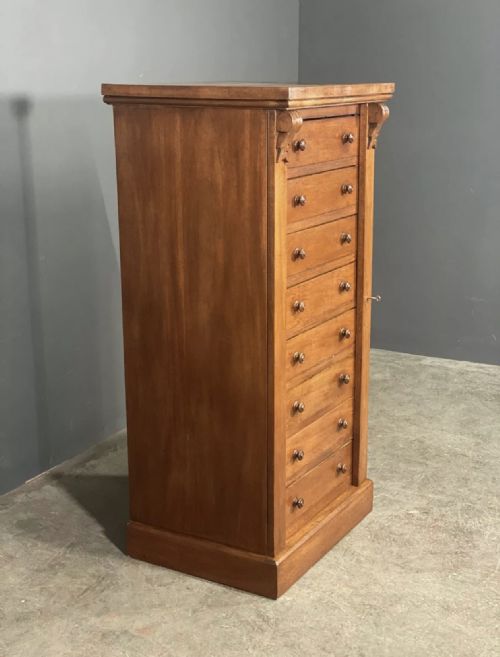 LARGE ANTIQUE MAHOGANY WELLINGTON CHEST - ADDITIONAL PHOTO 8