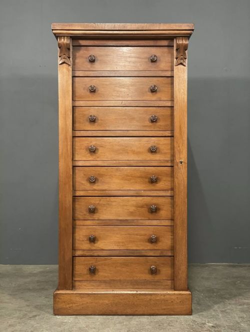 LARGE ANTIQUE MAHOGANY WELLINGTON CHEST - ADDITIONAL PHOTO 9