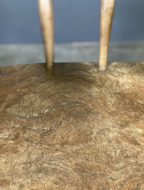 ANTIQUE ELM SMOKERS BOW CAPTAINS CHAIR WITH OVERSIZED ARM - ADDITIONAL PHOTO 4