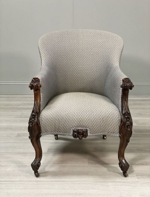 19TH CENTURY CARVED ROSEWOOD ARMCHAIR - ADDITIONAL PHOTO 1