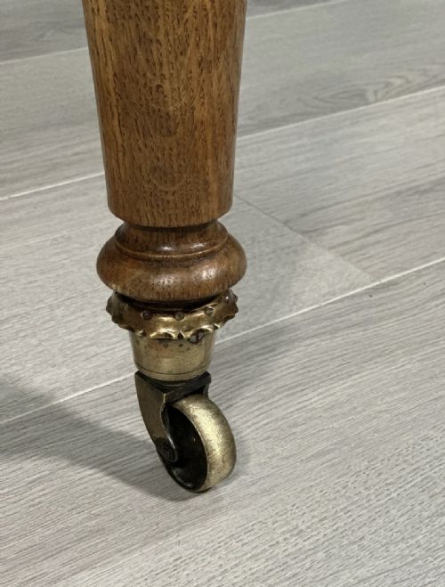ANTIQUE OAK AND LEATHER DESK CHAIR - ADDITIONAL PHOTO 2