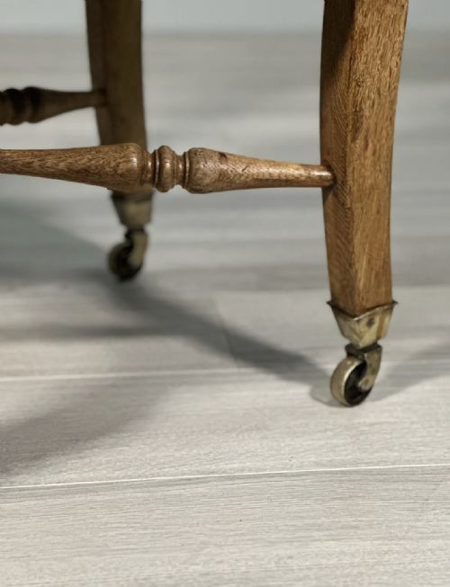 ANTIQUE OAK AND LEATHER DESK CHAIR - ADDITIONAL PHOTO 10