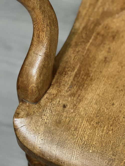 ANTIQUE OAK AND LEATHER DESK CHAIR - ADDITIONAL PHOTO 11