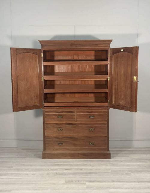 ANTIQUE WALNUT LINEN PRESS BY MAPLE CO - ADDITIONAL PHOTO 2