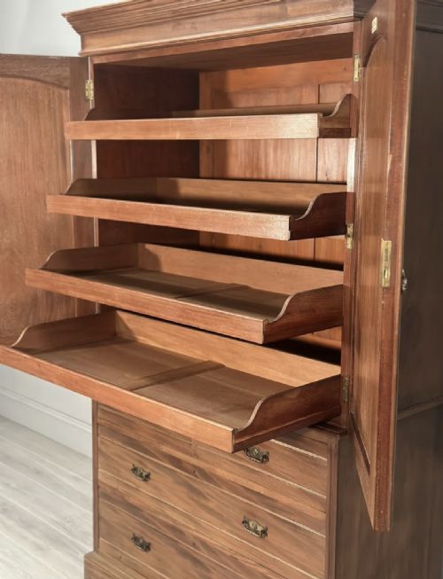 ANTIQUE WALNUT LINEN PRESS BY MAPLE CO - ADDITIONAL PHOTO 4