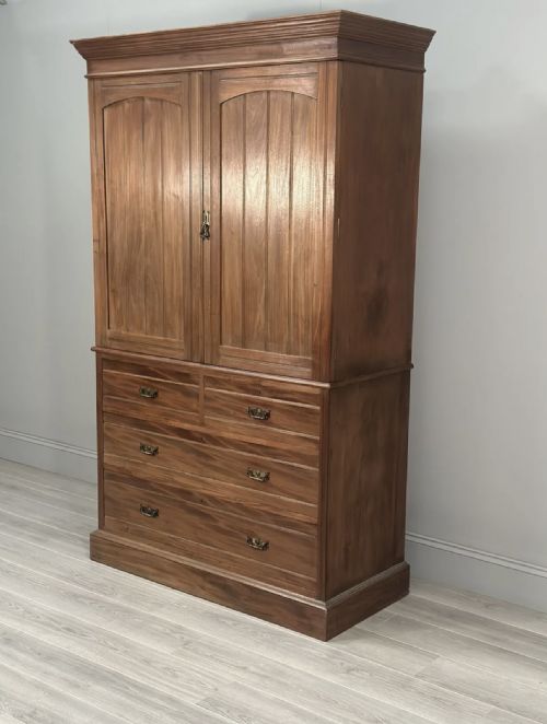 ANTIQUE WALNUT LINEN PRESS BY MAPLE CO - ADDITIONAL PHOTO 5