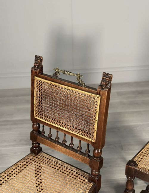 A PAIR OF 19TH CENTURY OAK RATTAN SIDE CHAIRS - ADDITIONAL PHOTO 2