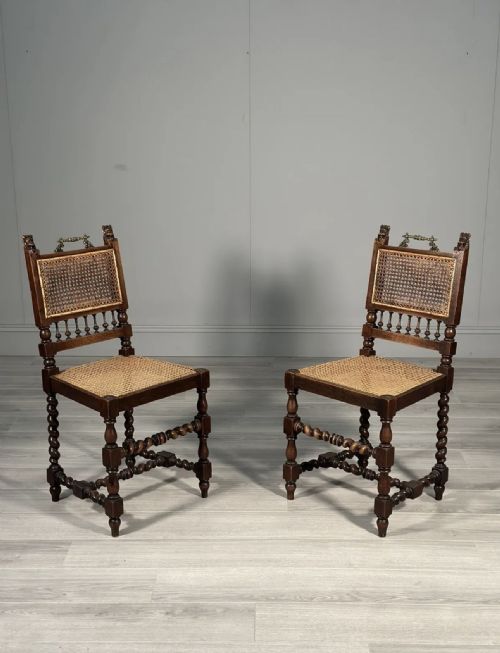 A PAIR OF 19TH CENTURY OAK RATTAN SIDE CHAIRS - ADDITIONAL PHOTO 3
