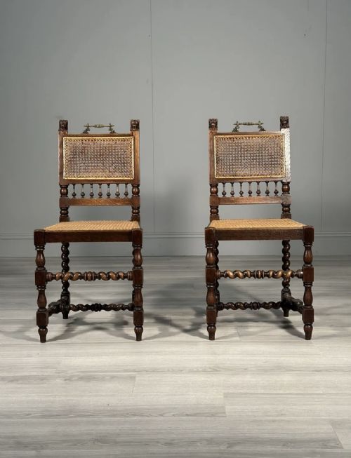 A PAIR OF 19TH CENTURY OAK RATTAN SIDE CHAIRS - ADDITIONAL PHOTO 4