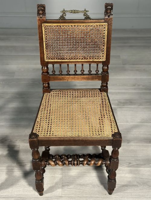 A PAIR OF 19TH CENTURY OAK RATTAN SIDE CHAIRS - ADDITIONAL PHOTO 7