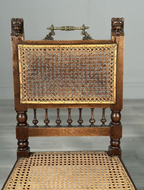 A PAIR OF 19TH CENTURY OAK RATTAN SIDE CHAIRS - ADDITIONAL PHOTO 8