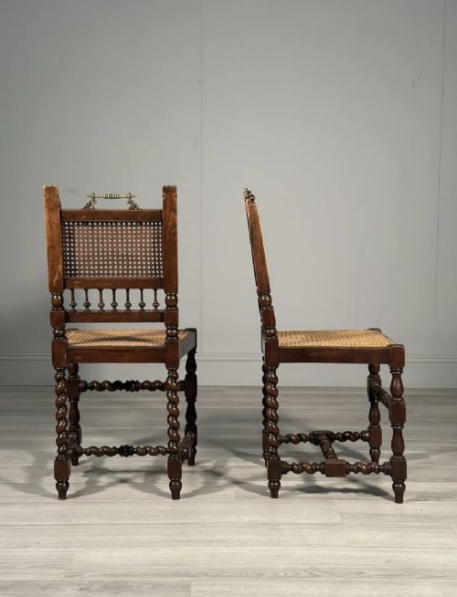 A PAIR OF 19TH CENTURY OAK RATTAN SIDE CHAIRS - ADDITIONAL PHOTO 11