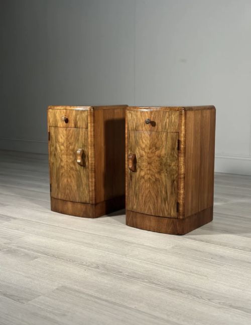 burr walnut art deco bedside cabinets - CATEGORY: ANTIQUE CUPBOARDS - DATED 1930