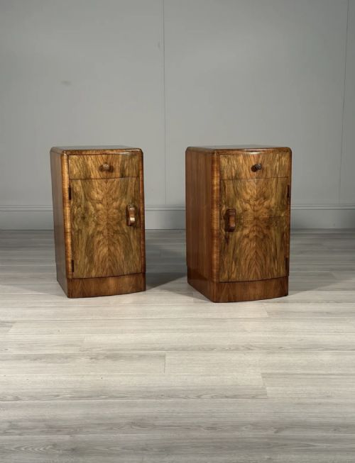 BURR WALNUT ART DECO BEDSIDE CABINETS - ADDITIONAL PHOTO 1