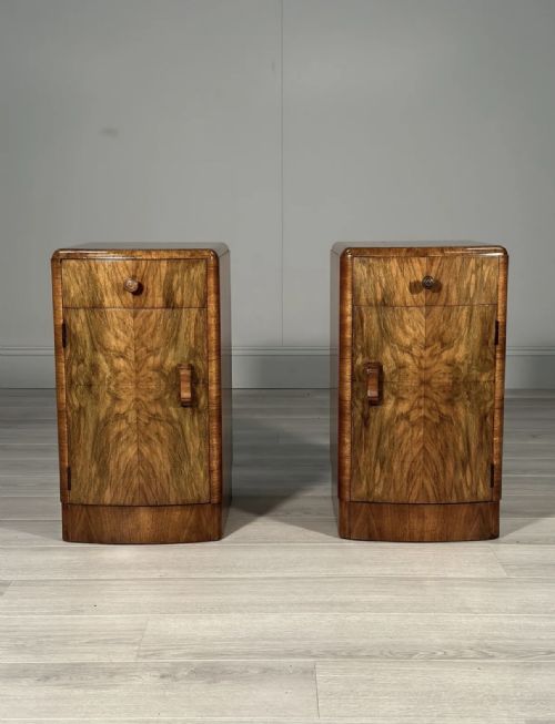 BURR WALNUT ART DECO BEDSIDE CABINETS - ADDITIONAL PHOTO 2