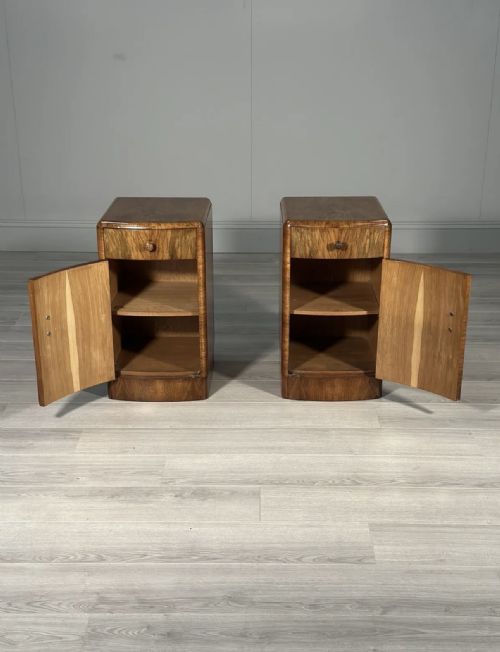 BURR WALNUT ART DECO BEDSIDE CABINETS - ADDITIONAL PHOTO 3