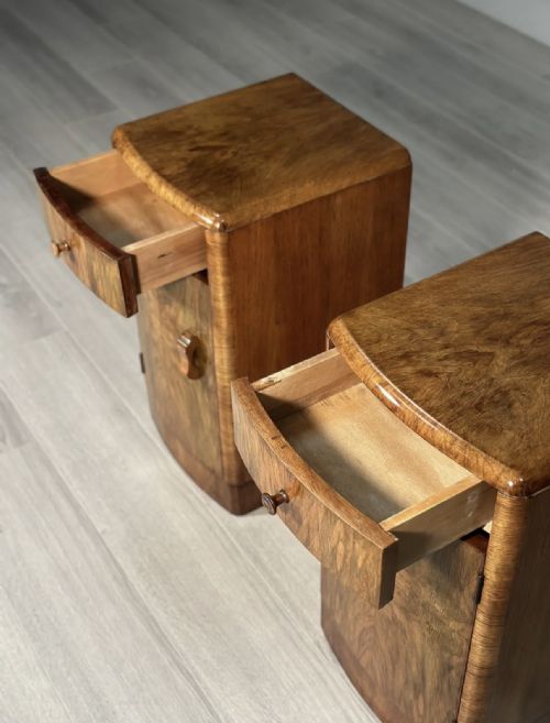 BURR WALNUT ART DECO BEDSIDE CABINETS - ADDITIONAL PHOTO 6