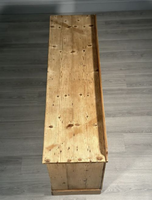 ANTIQUE PINE BANK OF DRAWERS - ADDITIONAL PHOTO 8